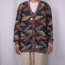 画像2: MISSONI ITALY製 総柄コットンリネン ニットカーディガン (2)