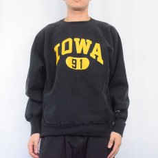 画像2: 90's〜 Champion REVERSE WEAVE "IOWA" プリントスウェット BLACK L (2)