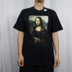 画像2: 90's LEONARDO DA VINCI "Mona Lisa" アートプリントTシャツ BLACK L (2)