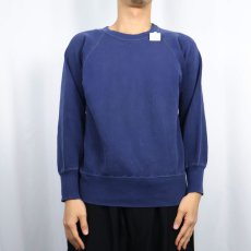 画像2: 50's AKOM Pep-shirt フリーダムスリーブ 無地スウェット NAVY M (2)