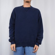 画像2: 90's RUSSELL ATHLETIC USA製 前V 無地スウェット NAVY L (2)