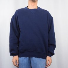 画像2: 90's RUSSELL ATHLETIC USA製 前V 無地スウェット NAVY L (2)