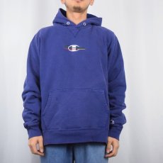 画像2: 90's Champion USA製 ロゴ刺繍 前Vスウェットフーディー XXL (2)