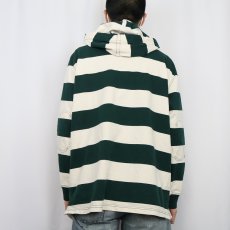 画像3: POLO Ralph Lauren ボーダー柄 フード付きラガーシャツ XL (3)