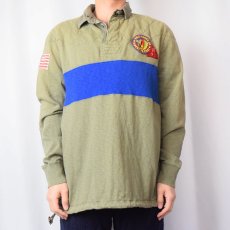 画像2: POLO Ralph Lauren "CUSTOM FIT" インディアンヘッド×R32 パッチ付きラガーシャツ L (2)