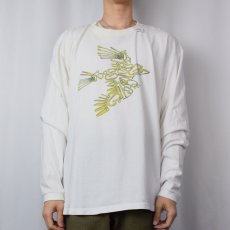 画像2: Patagonia ORGANIC COTTON カラビナ×鳥 騙し絵プリントロンT XL (2)