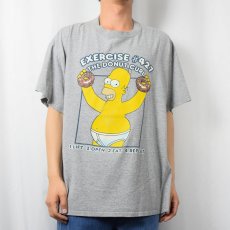 画像2: THE SIMPSONS "EXERCISE THE DONUT CURL" キャラクタープリントTシャツ XL (2)