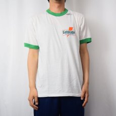 画像2: 80's Gatorde USA製 飲料メーカー プリントリンガーTシャツ L (2)