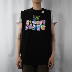 画像2: 90's MTV "STREET PARTY" ミュージックビデオ番組 カットオフスリーブ Tシャツ BLACK (2)