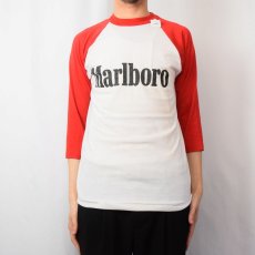 画像2: 80's Marlboro タバコ企業 ロゴプリント ラグランTシャツ (2)