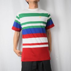 画像2: 90's POLO Ralph Lauen USA製 マルチボーダー柄 ロゴ刺繍Tシャツ (2)