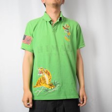 画像2: POLO Ralph Lauren "CUSTOM FIT" 龍×虎刺繍 鹿の子ポロシャツ XL (2)