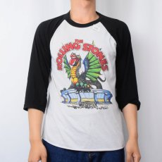 画像2: 80's THE ROLLING STONES USA製 ロックバンド ツアープリント ラグランTシャツ M (2)