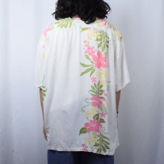 画像3: 80's TWO PALMS HAWAII製 ハイビスカス柄 ボーダーパターン レーヨンアロハシャツ 2XL (3)