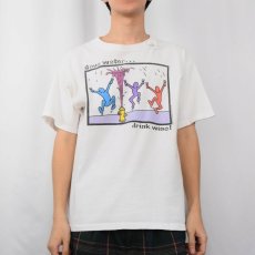 画像2: 90's Chris's Stuff "Save Water Drink Wine" アートプリントTシャツ (2)