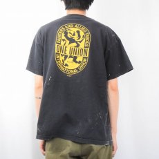 画像4: Hard Hats for Hillary 選挙運動 ペンキペイント プリントTシャツ BLACK XL (4)