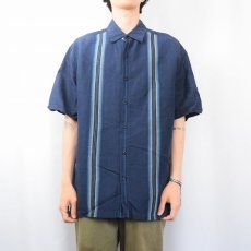 画像2: centro ラミー×レーヨン キューバシャツ NAVY XL (2)