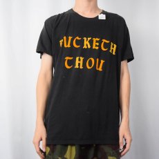 画像2: 80's USA製 "FUCKECH CHOU" カラーフロッキー プリントTシャツ BLACK XL (2)