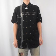 画像2: 90〜00's Nat Nast ダイヤ柄 シルクシャツ BLACK M (2)