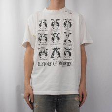 画像2: 90's USA製 "HISTORY OF MOOVIES" 牛プリント 映画パロディTシャツ L (2)