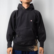 画像2: 90's Champion REVERSE WEAVE USA製 目付きスウェットスーディー BLACK M (2)