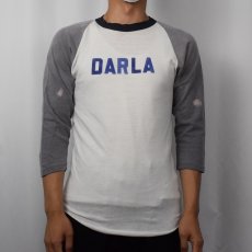 画像2: 80's USA製 DARLA フロッキープリント ラグランTシャツ M (2)