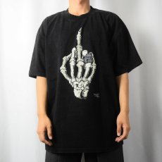 画像2: GALLERY DEPT. Fashion Victim USA製 スカル ミドルフィンガー プリントTシャツ BLACK L (2)