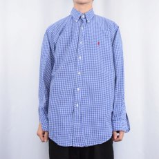 画像2: Ralph Lauren "CLASSIC FIT" ギンガムチェック柄 コットンボタンダウンシャツ M (2)