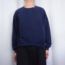 画像2: 90's RUSSELL ATHLETIC USA製 前V 無地スウェット NAVY L (2)