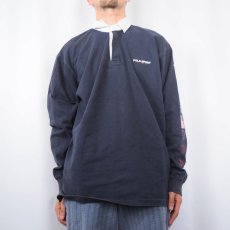 画像2: 90's POLO SPORT Ralph Lauren ロゴプリント ラガーシャツ NAVY L (2)