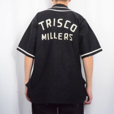 画像3: ⁡40~50's WILTON ATHLETIC WEAR "TRISCO MILLERS" ベースボールシャツ BLACK (3)