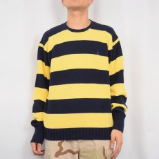 画像2: POLO Ralph Lauren ボーダー柄 コットンニットセーター NAVY L (2)