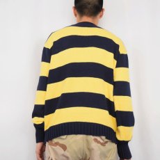 画像3: POLO Ralph Lauren ボーダー柄 コットンニットセーター NAVY L (3)