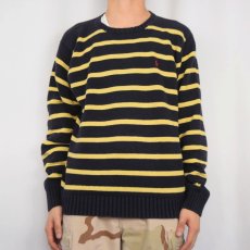 画像2: POLO Ralph Lauren ボーダー柄 コットンニットセーター NAVY XL (2)