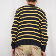 画像3: POLO Ralph Lauren ボーダー柄 コットンニットセーター NAVY XL (3)