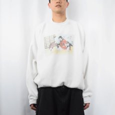 画像2: 90's 日本画プリントスウェット XXL (2)