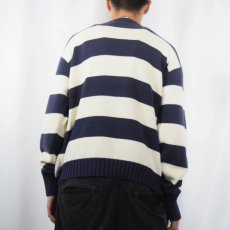 画像3: POLO Ralph Lauren ボーダー柄 コットンニットセーター NAVY XL (3)