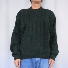 画像2: 90's ORVIS ネップ混 ショルダー×エルボーパッチ ネップ混 ウールニットセーター L (2)