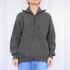 画像2: 80's Eddie Bauer ネップ混 エルボーパッチ ウールニットジャケット L (2)