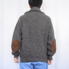 画像3: 80's Eddie Bauer ネップ混 エルボーパッチ ウールニットジャケット L (3)