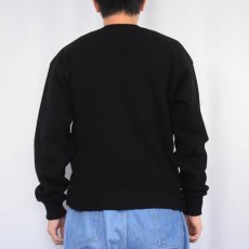 画像3: 60〜70's Penn Leigh 刺繍入り アクリル ニットカーディガン BLACK (3)