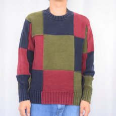 画像2: J.CREW パネル切り替え コットンニットセーター M (2)