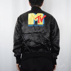 画像3: 80's vantage USA製 "MTV" ナイロンスタジャン BLACK M (3)