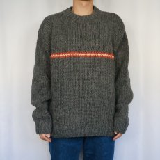 画像2: 90's J.CREW ラインデザイン ウールニットセーター XL (2)