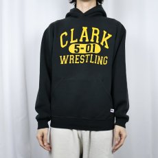 画像2: 90's RUSSEL ATHELETIC USA製 "CLARK WRESTLING" プリントスウェットフーディー BLACK M (2)