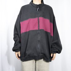 画像2: 90's DISCUS ATHLETIC ボーダー柄 2トーン スウェットジップジャケット 3XL (2)