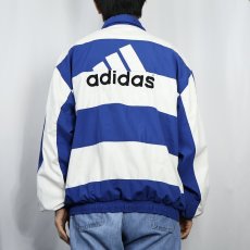 画像4: 90's adidas EQUIPMENT ロゴ刺繍 ボーダー柄 コットンポリジャケット M (4)