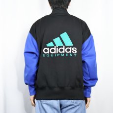 画像4: 90's adidas EQUIPMENT ロゴ刺繍 プルオーバー ジャージジャケット BLACK M (4)