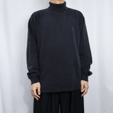 画像2: 90's POLO Ralph Lauren USA製 ロゴ刺繍 タートルネックロンT BLACK M (2)