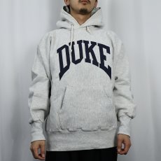 画像2: 90's the cotton exchange USA製 REVERSE WEAVE TYPE "DUKE" プリントスウェットフーディー L (2)